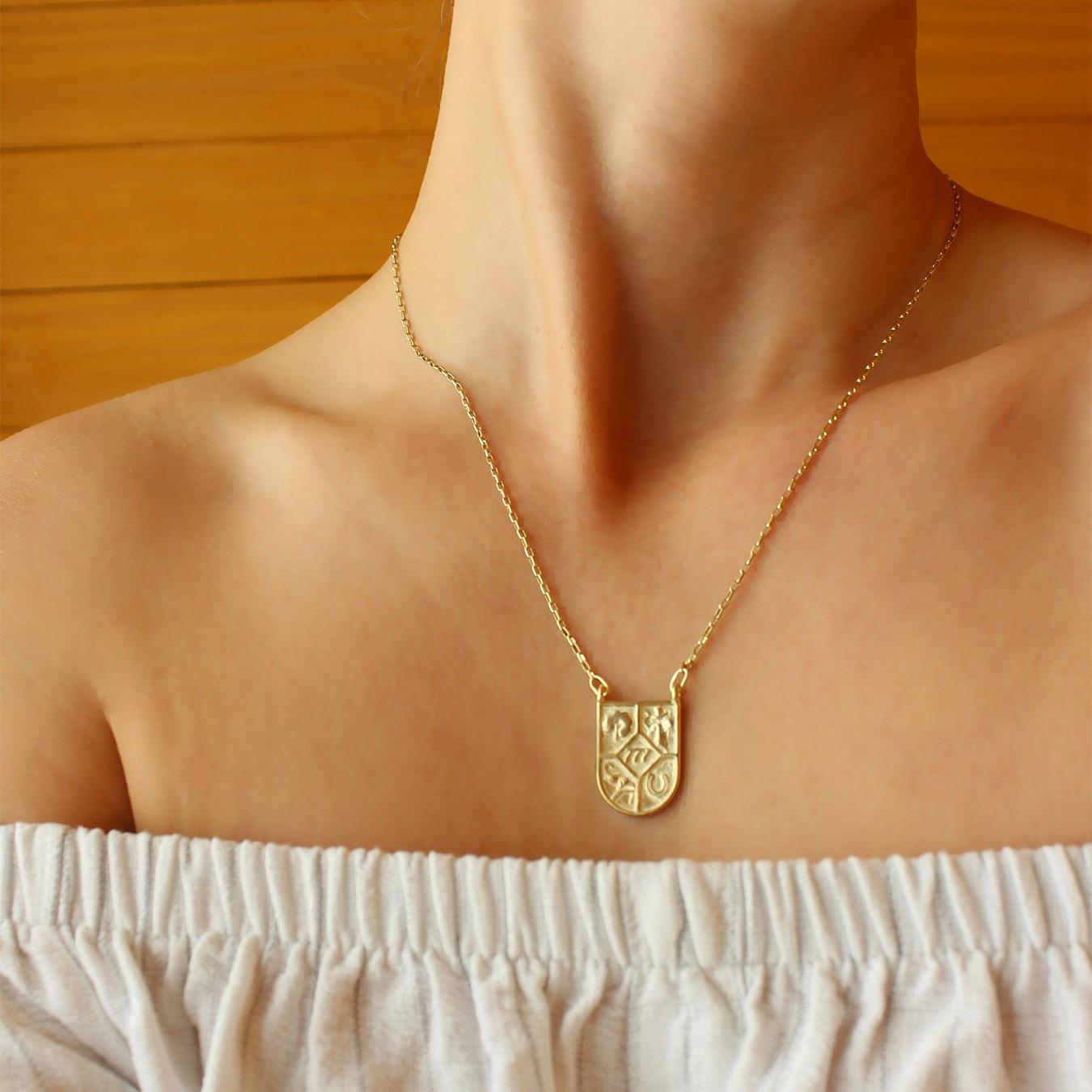 Luck Shield Medallion Necklace - Gold by Magda Koenner Jewellery
