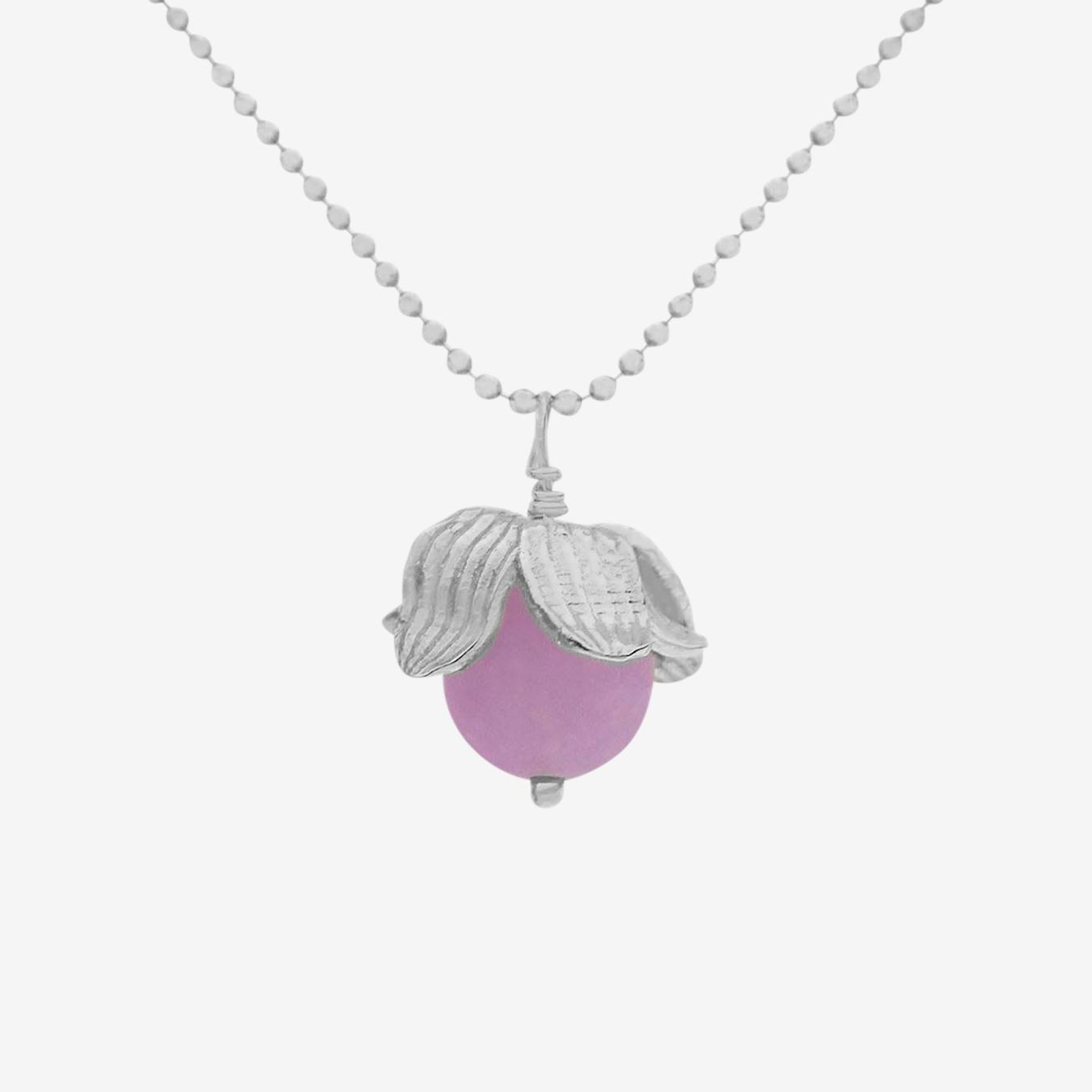 Hazelnut Necklack With Purple Stone - Silver by Magda Koenner Jewellery