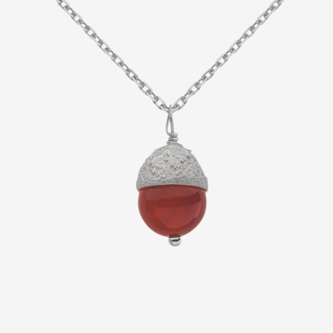Acorn Pendant With Brown Stone - Silver by Magda Koenner Jewellery