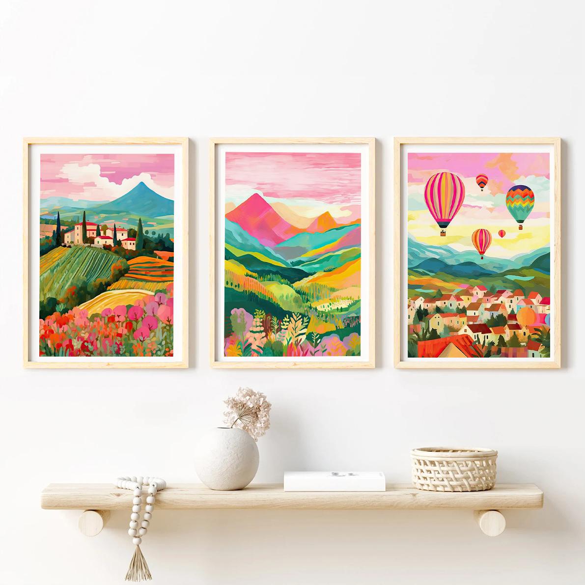 Set of 3 Travel Art Collection Colourful - Oak Framed Art by Fy! Gallery Walls