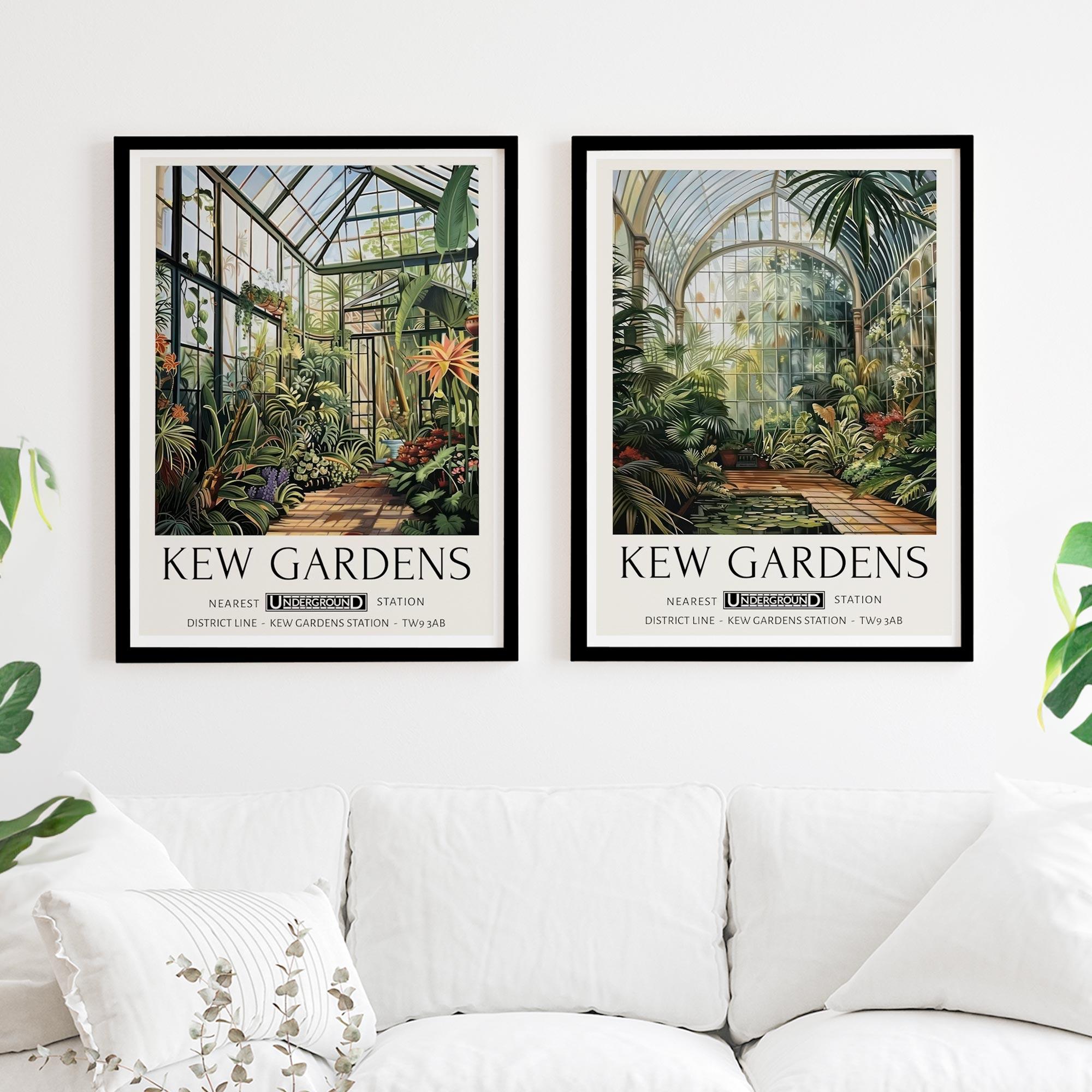 Set of 2 William Morris Prints Kew Gardens Botanical Greenhouse - Black Framed Art by Fy! Gallery Walls