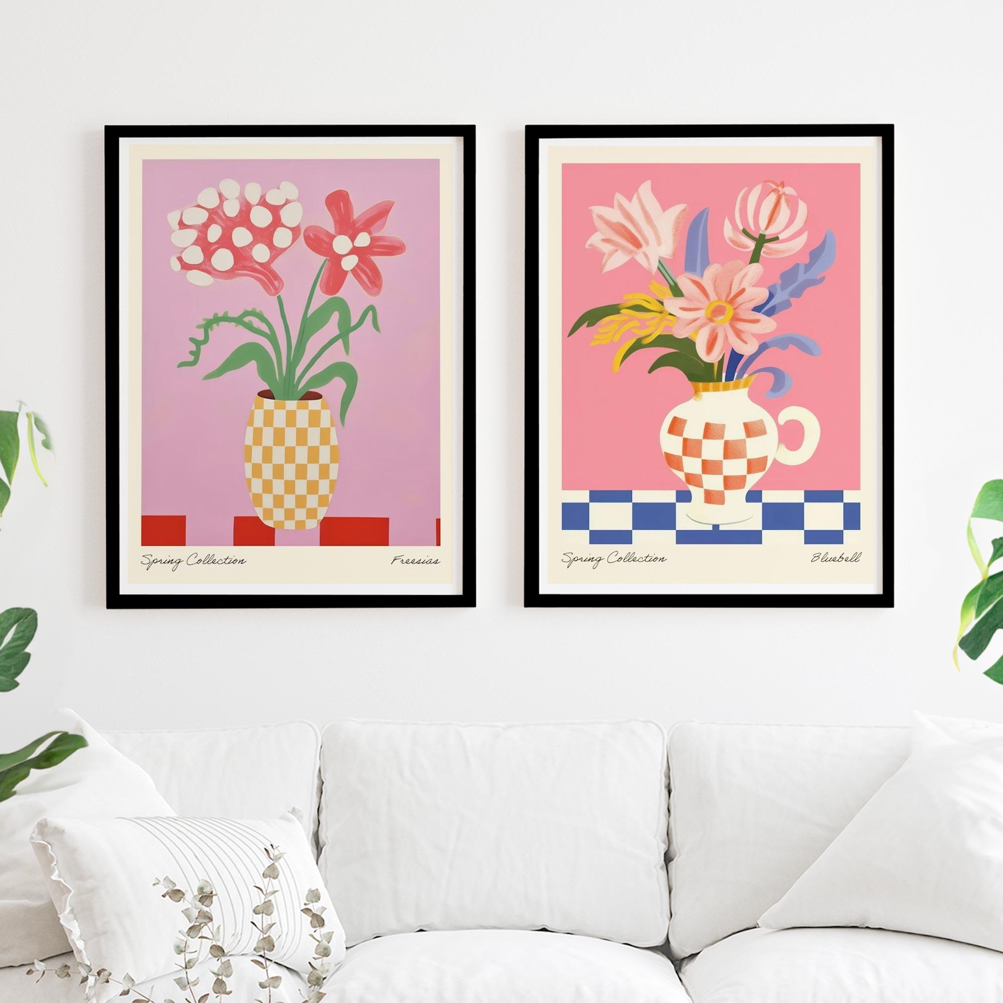 Set of 2 Spring Flower Vase Collection - Black Framed Art by Fy! Gallery Walls