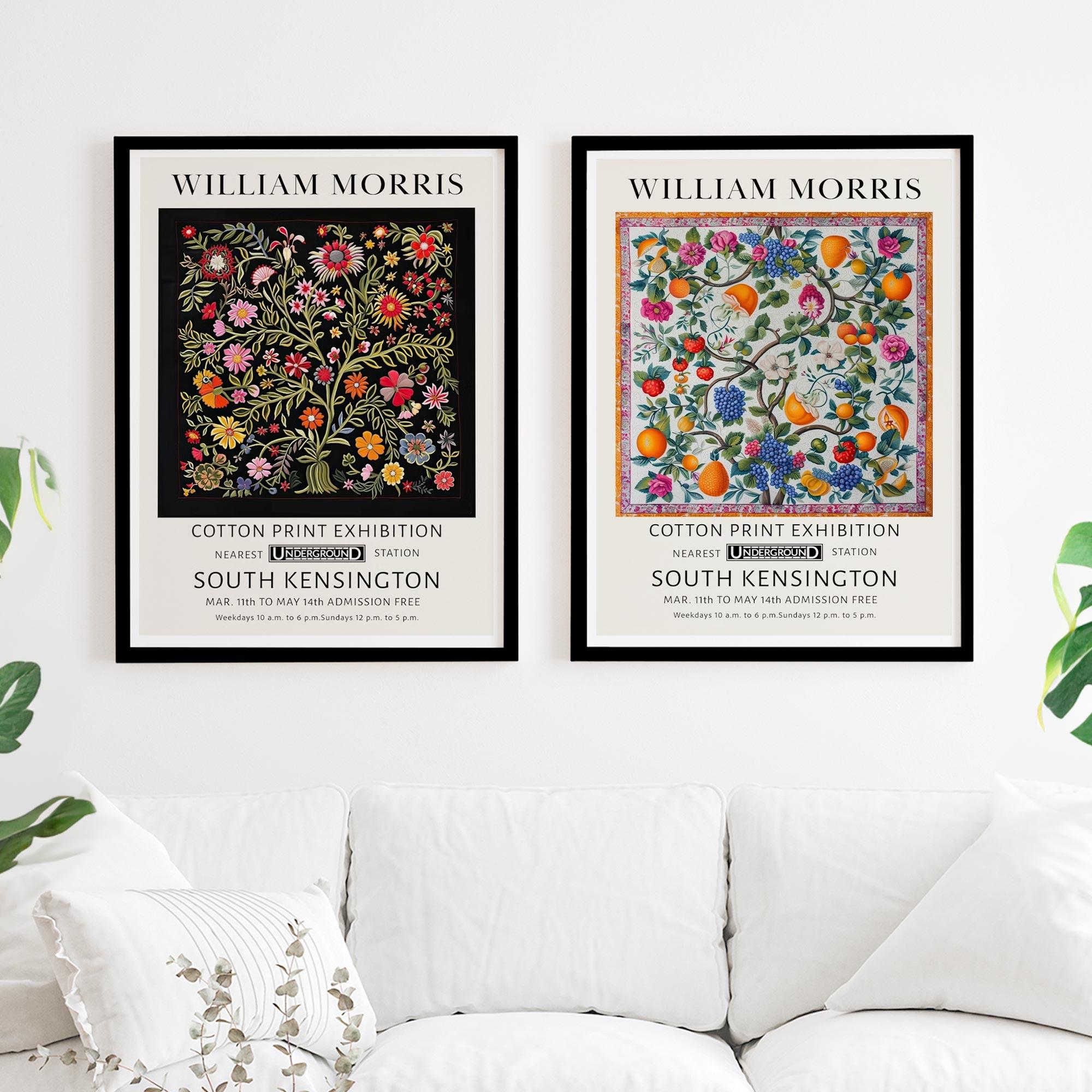 Set of 2 William Morris Textiles Silk Patterns - Black Framed Art by Fy! Gallery Walls