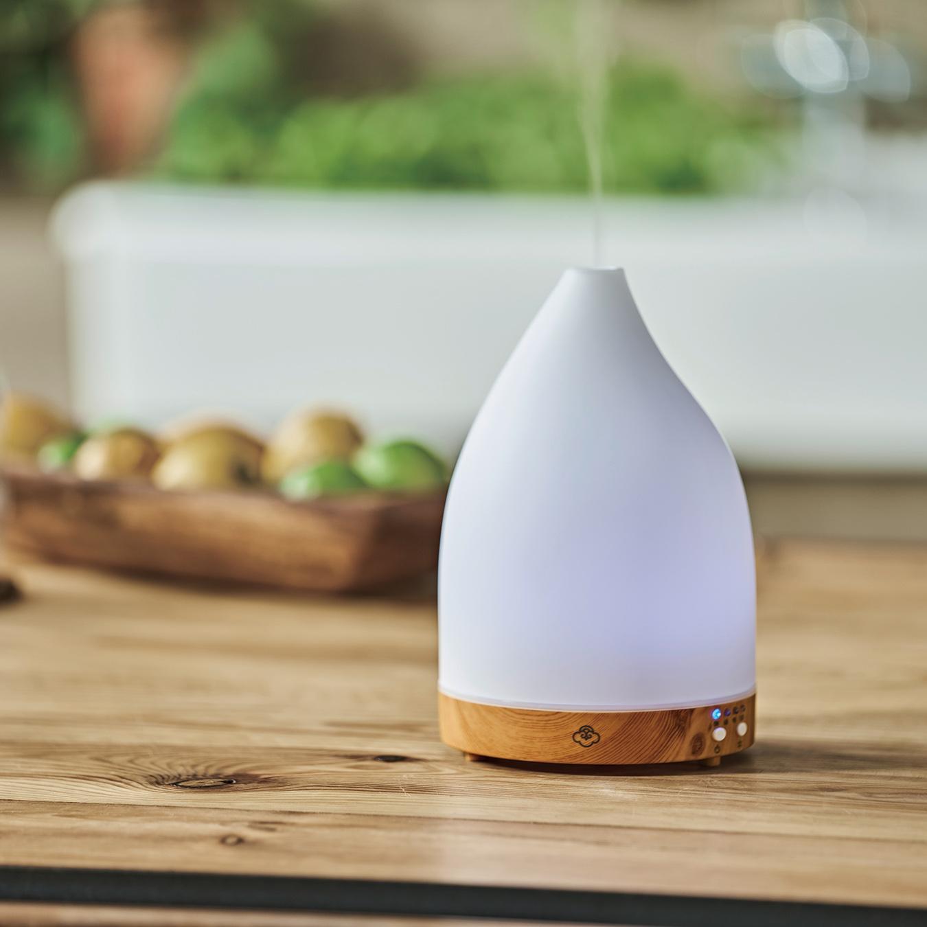 Aura Diffuser With Base - White - Lightwood