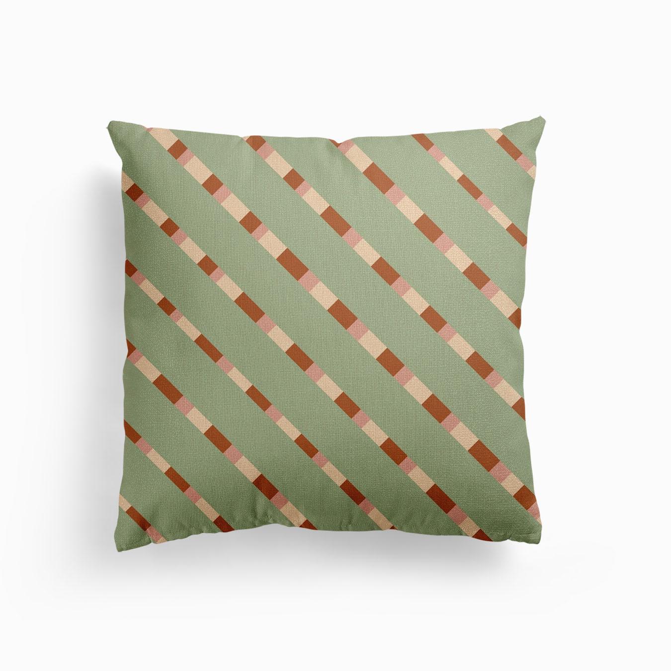 Striped Pattern In Green Canvas Kissen
