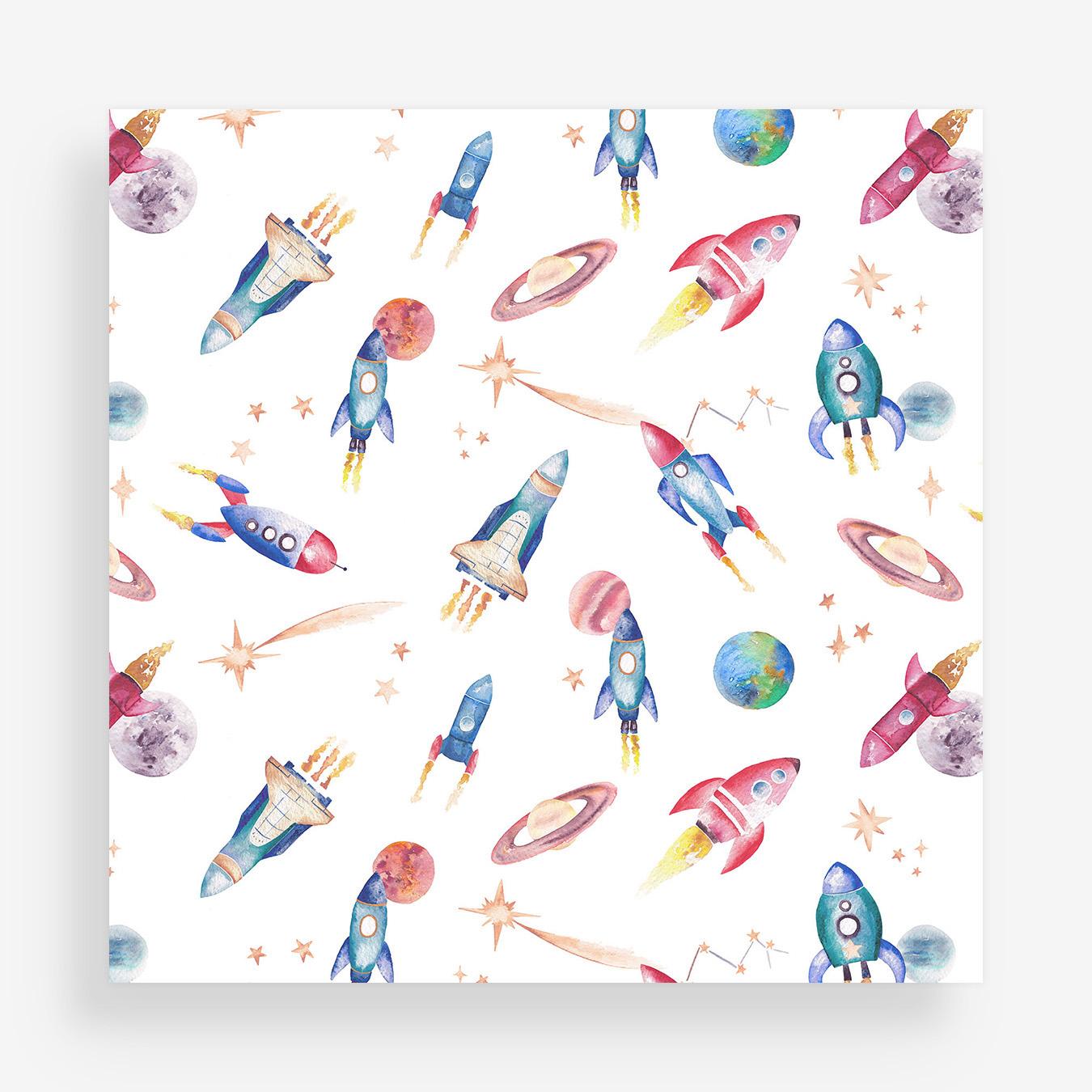 Rockets Children's Wallpaper - Ivory by Katie Hipwell