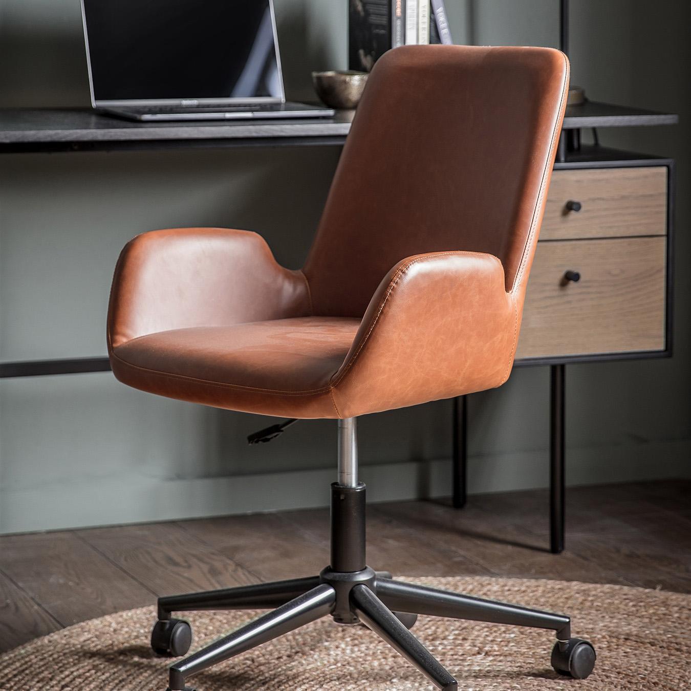 Swivel Chair - Brown/Faux leather by E.S. Designs