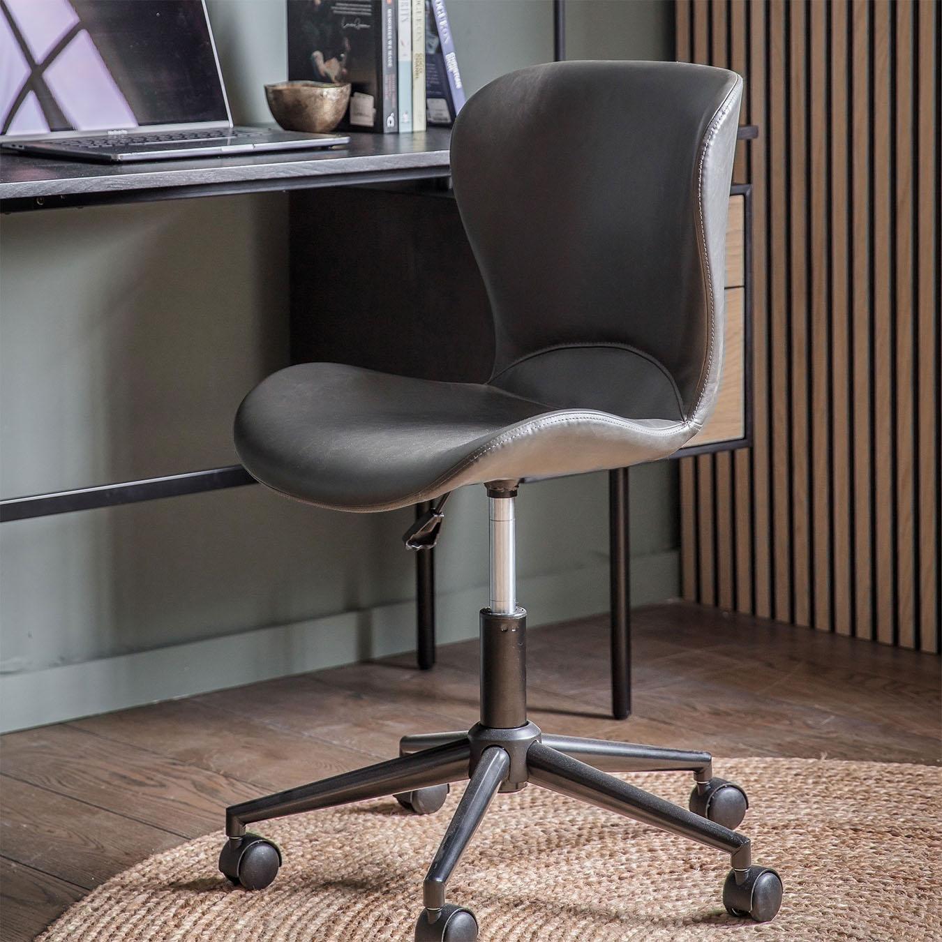 Swivel Chair - Charcoal/Faux leather by E.S. Designs