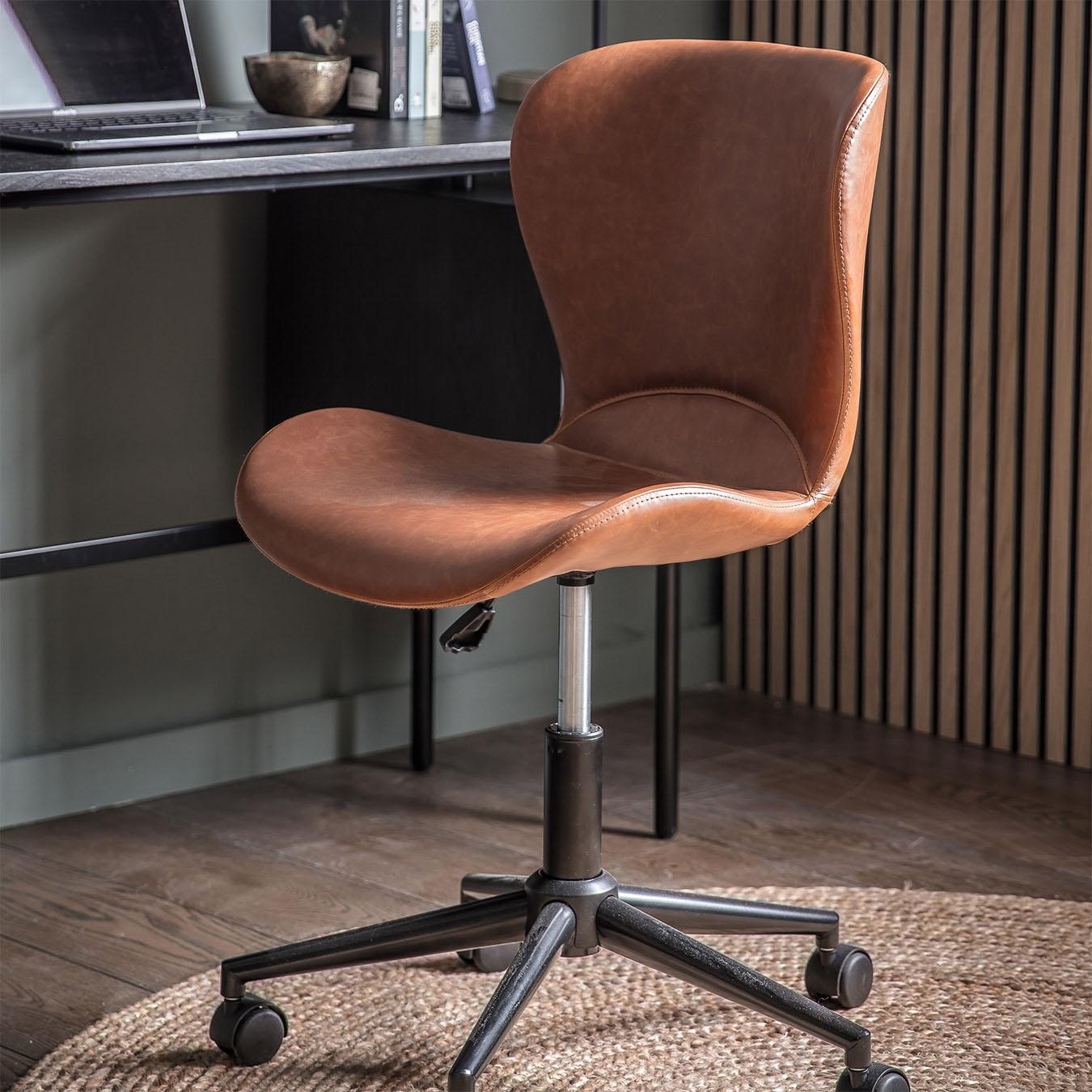 Swivel Chair 1 - Brown/Faux leather by E.S. Designs