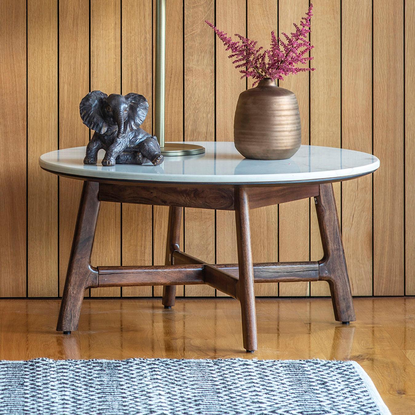 Round Coffee Marble Table by E.S. Designs