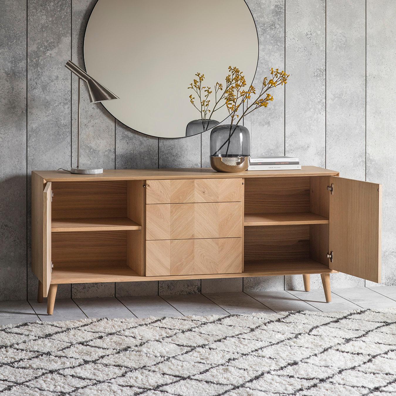 Chevron Stylish Oak Sideboard by E.S. Designs