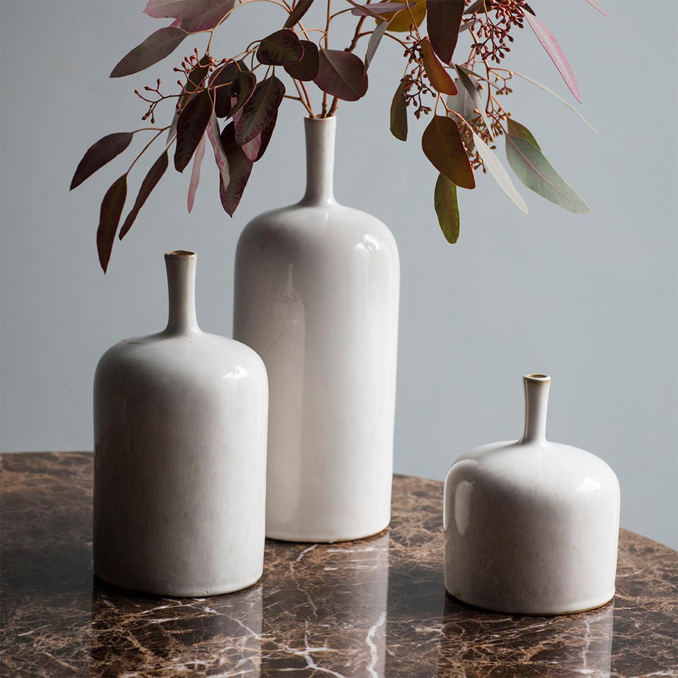 Natural Ceramic Vase Ornaments - Set of 3 by E.S. Designs
