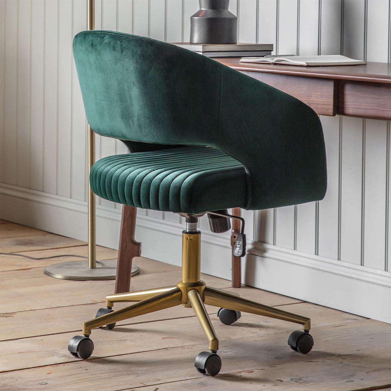 Murray Velvet Swivel Chair - Green by E.S. Designs