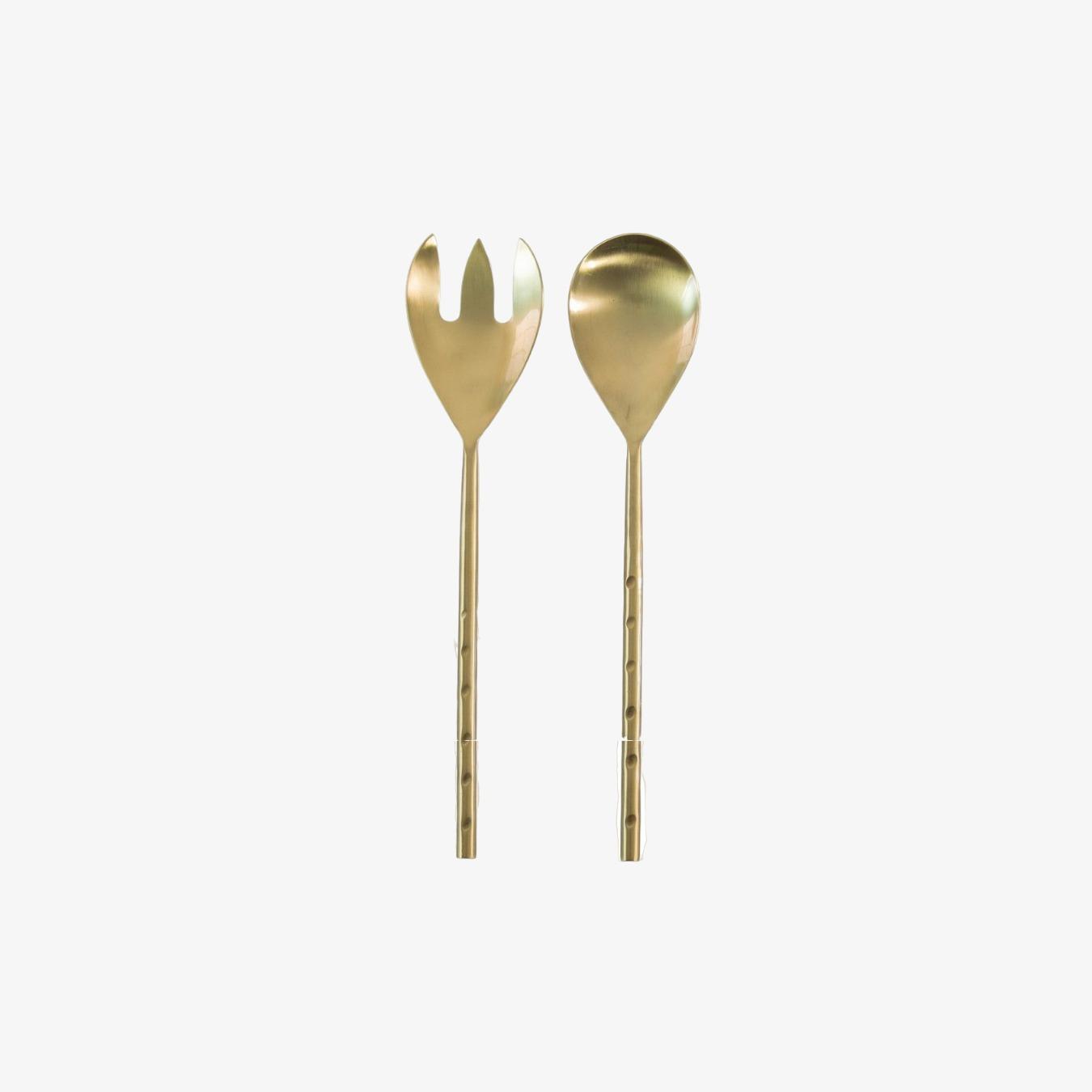 Set of 2 Steel Salad Servers - Matt Gold by E.S. Designs