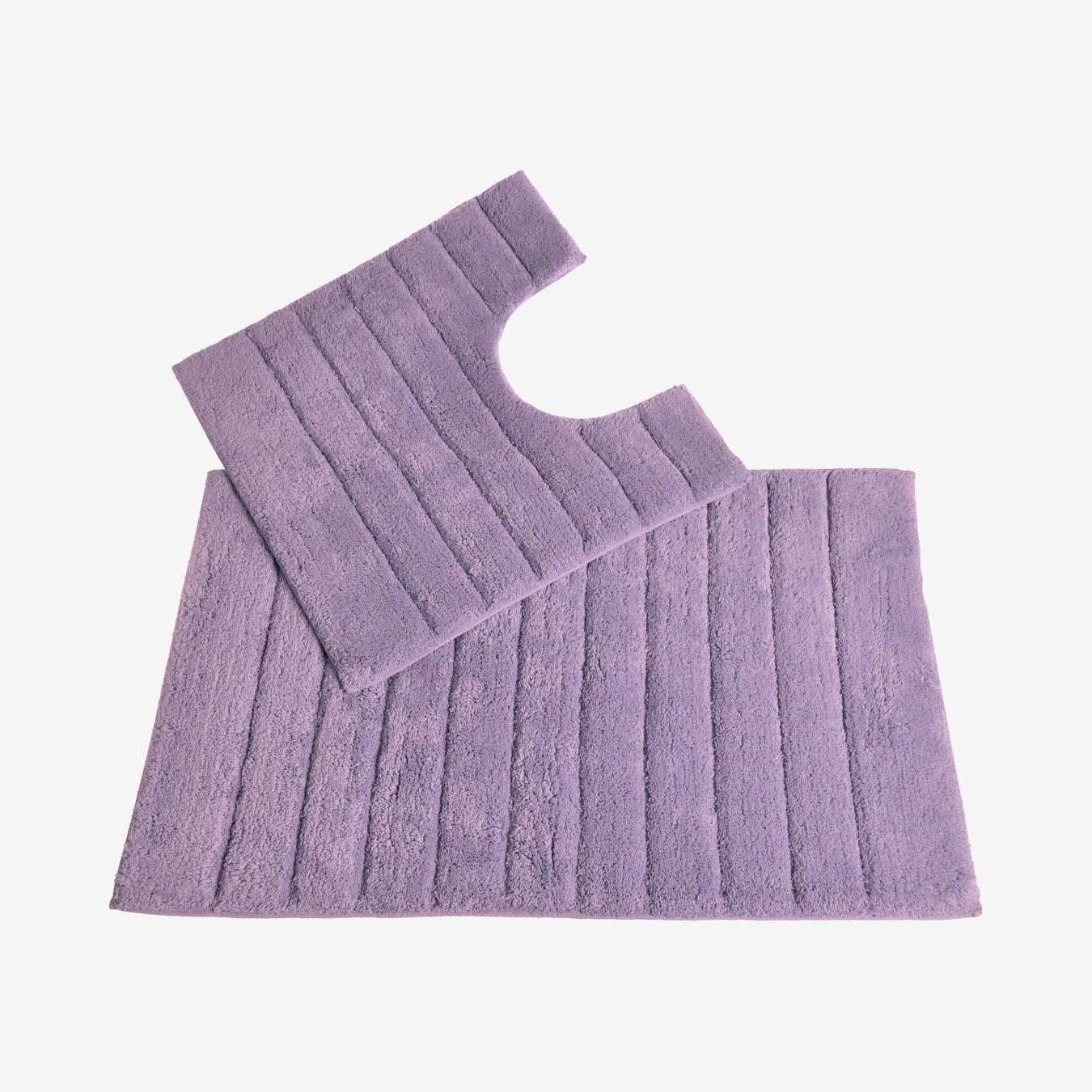 Luxury Linear Ribbed Design Bath Mat and Pedestal Set - Heather by Allure Bath Fashions