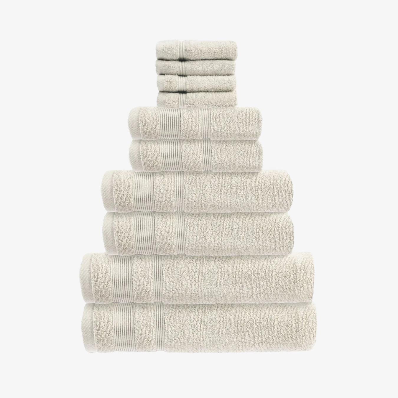 Zero Twist Egyptian Cotton 10 Piece Towel Bale - Cream by Allure Bath Fashions