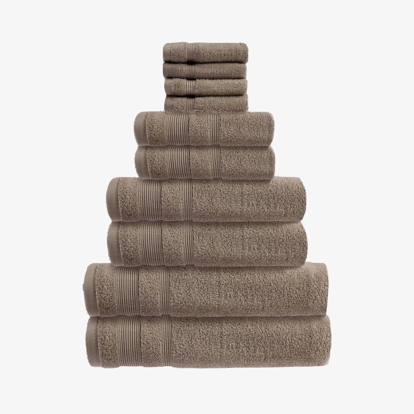 Zero Twist Egyptian Cotton 10 Piece Towel Bale - Mocha by Allure Bath Fashions