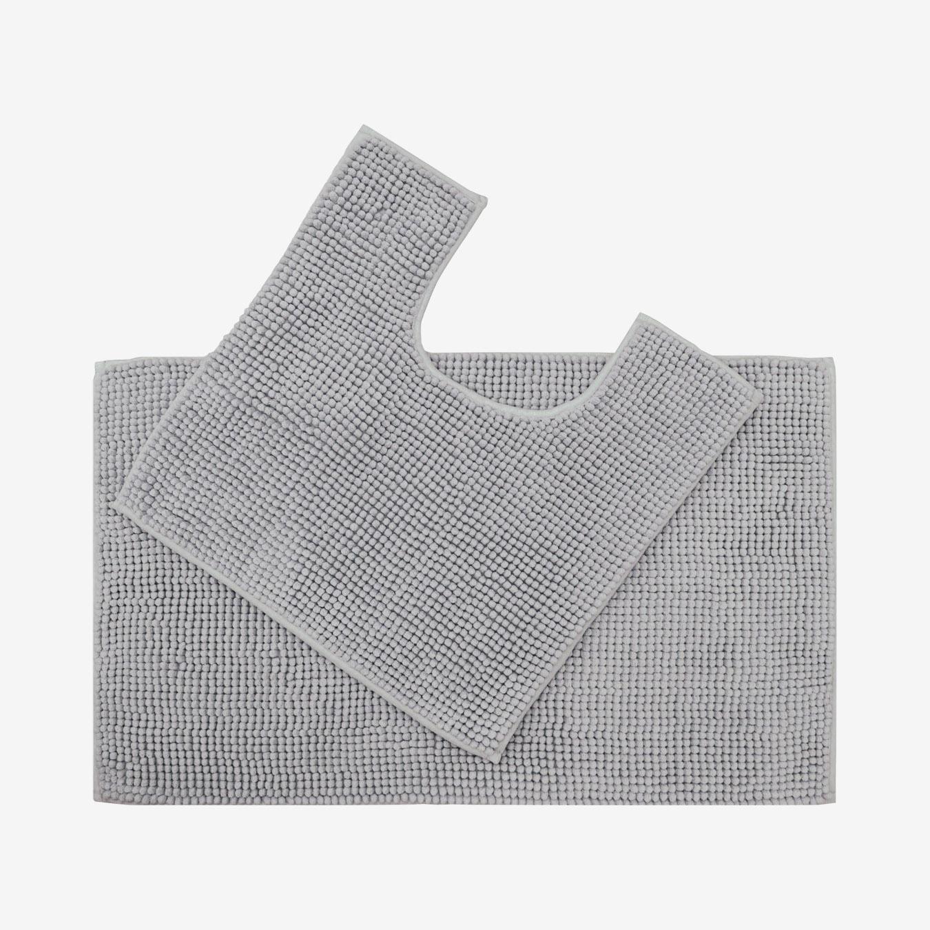 Supersoft Chenille Bath and Pedestal Mat Set - Dove Grey - Set of 2 by Allure Bath Fashions