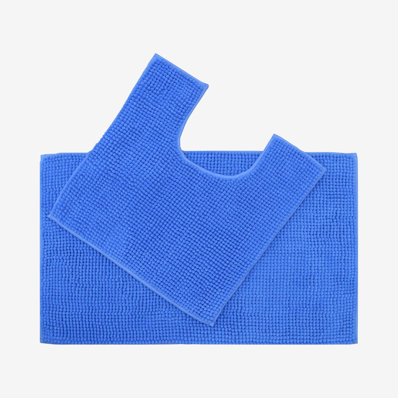 Supersoft Chenille Bath and Pedestal Mat Set - Cornish Blue - Set of 2 by Allure Bath Fashions