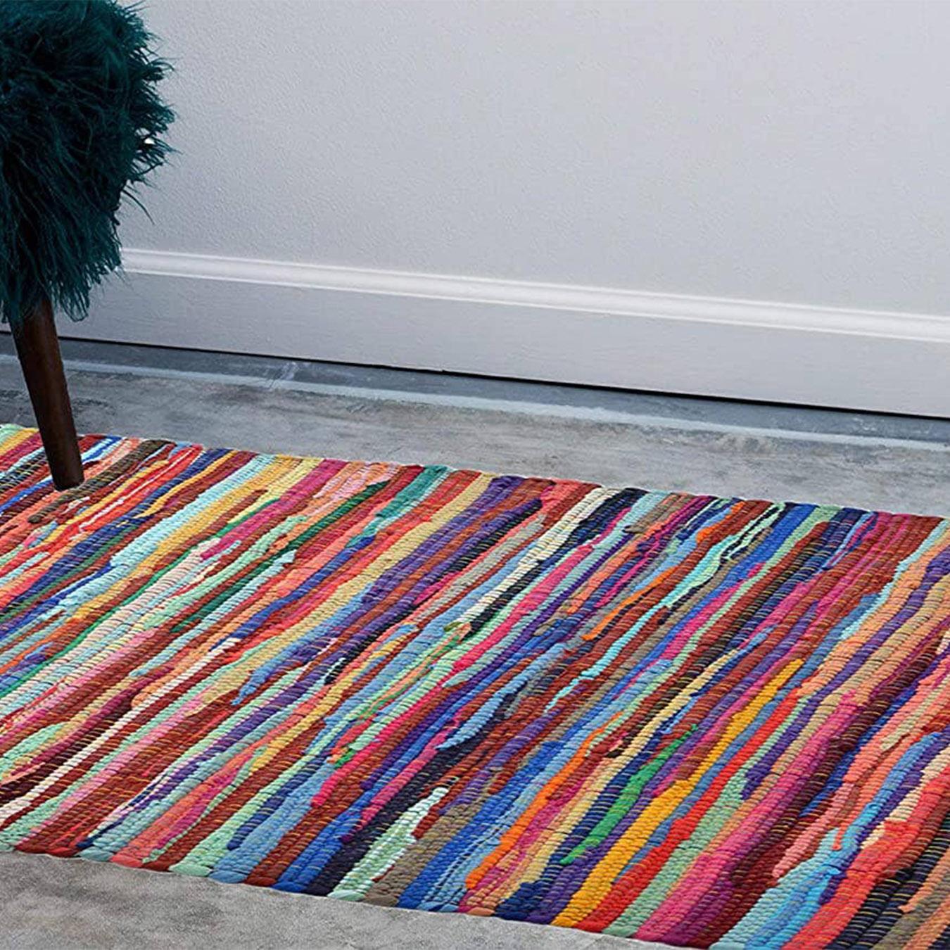Chindi Fringed Rag Rug - Colourful by Allure Bath Fashions