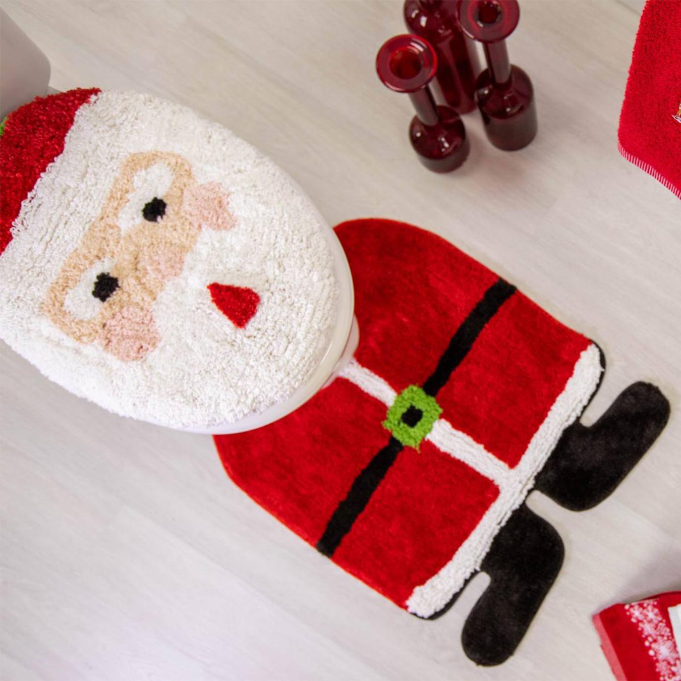 Santa Pedestal Mat and Toilet Seat Cover Set by Allure Bath Fashions