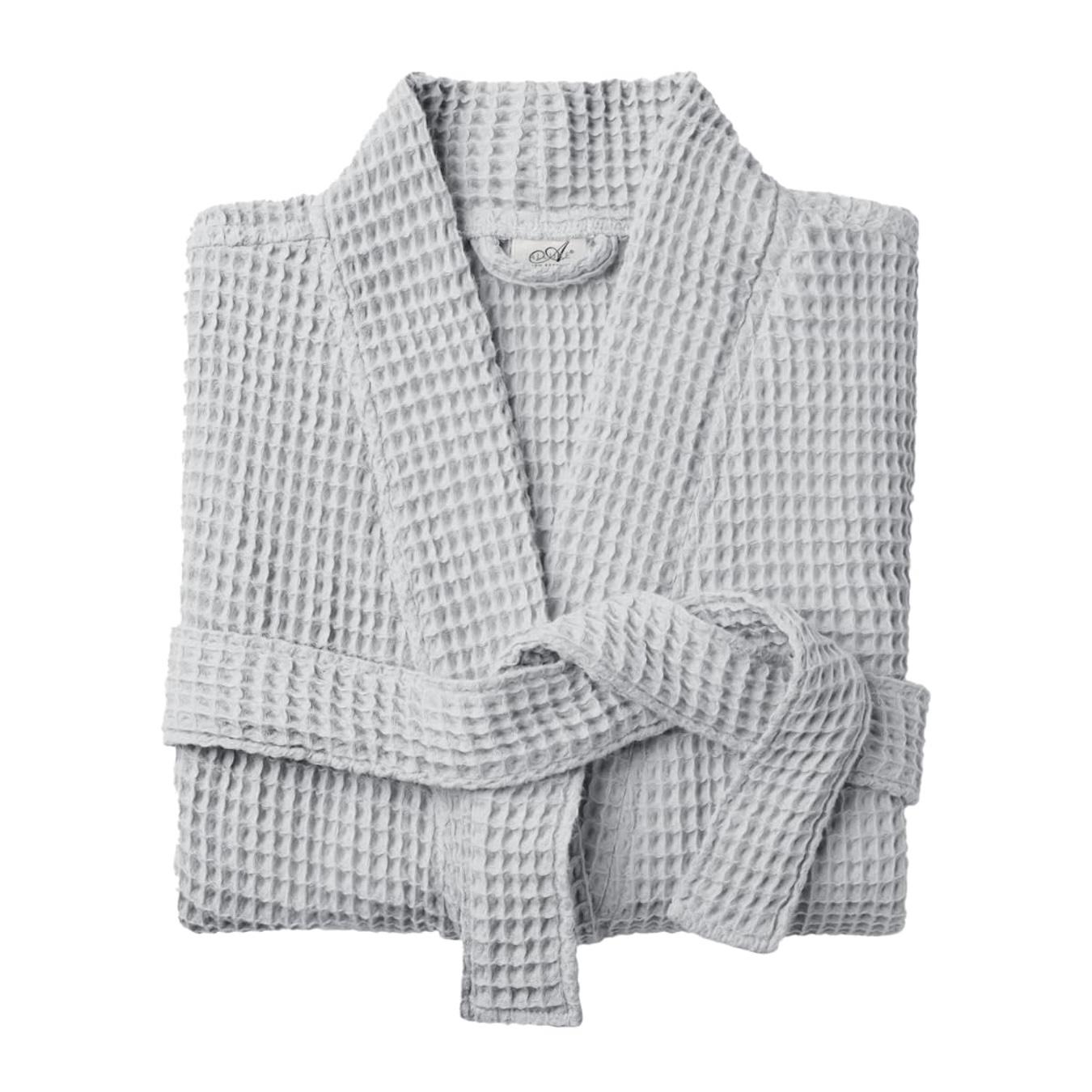 Unisex Lightweight Waffle Bathrobe, Spa Dressing Gown Kimono - L/XL (Grey) by Allure Bath Fashions