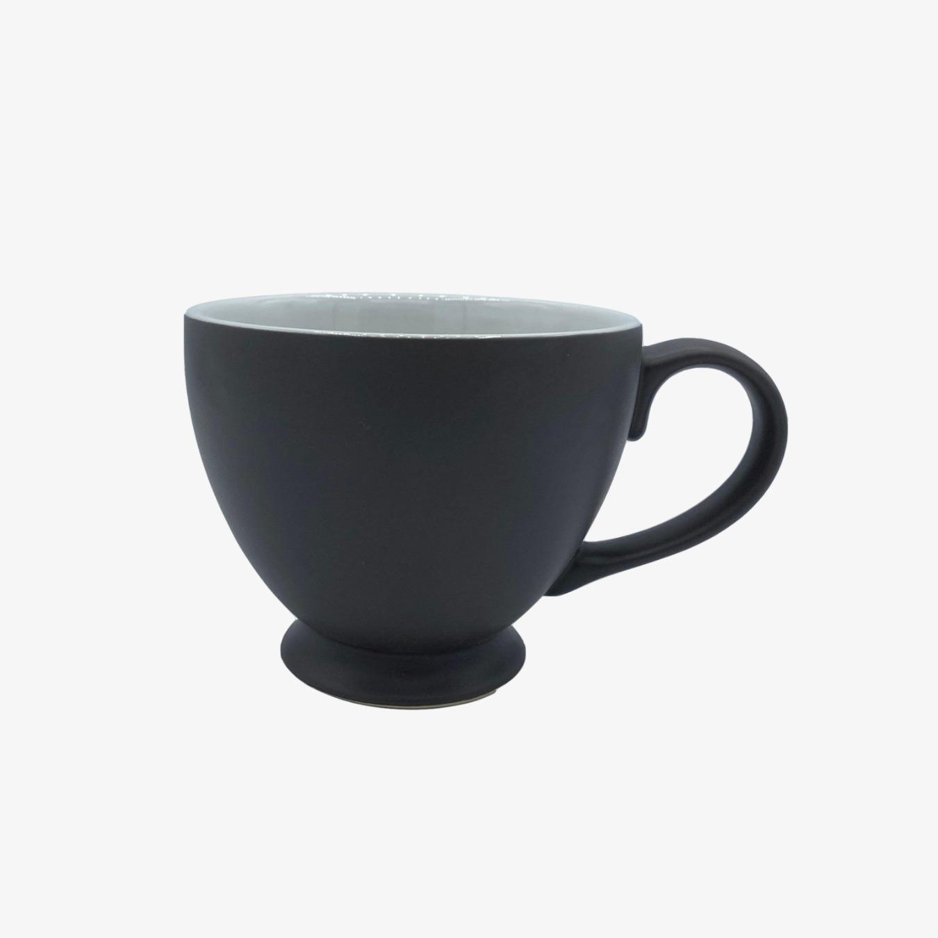 Stoneware Teacups - Black / Grey - Set of 6 by Plint