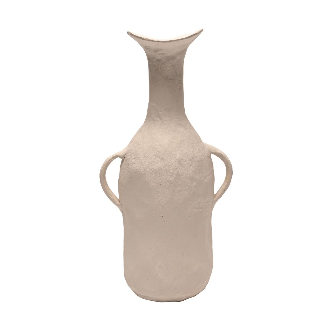 Hestia Tapered Metal Vase with Handles - White by HESTIA