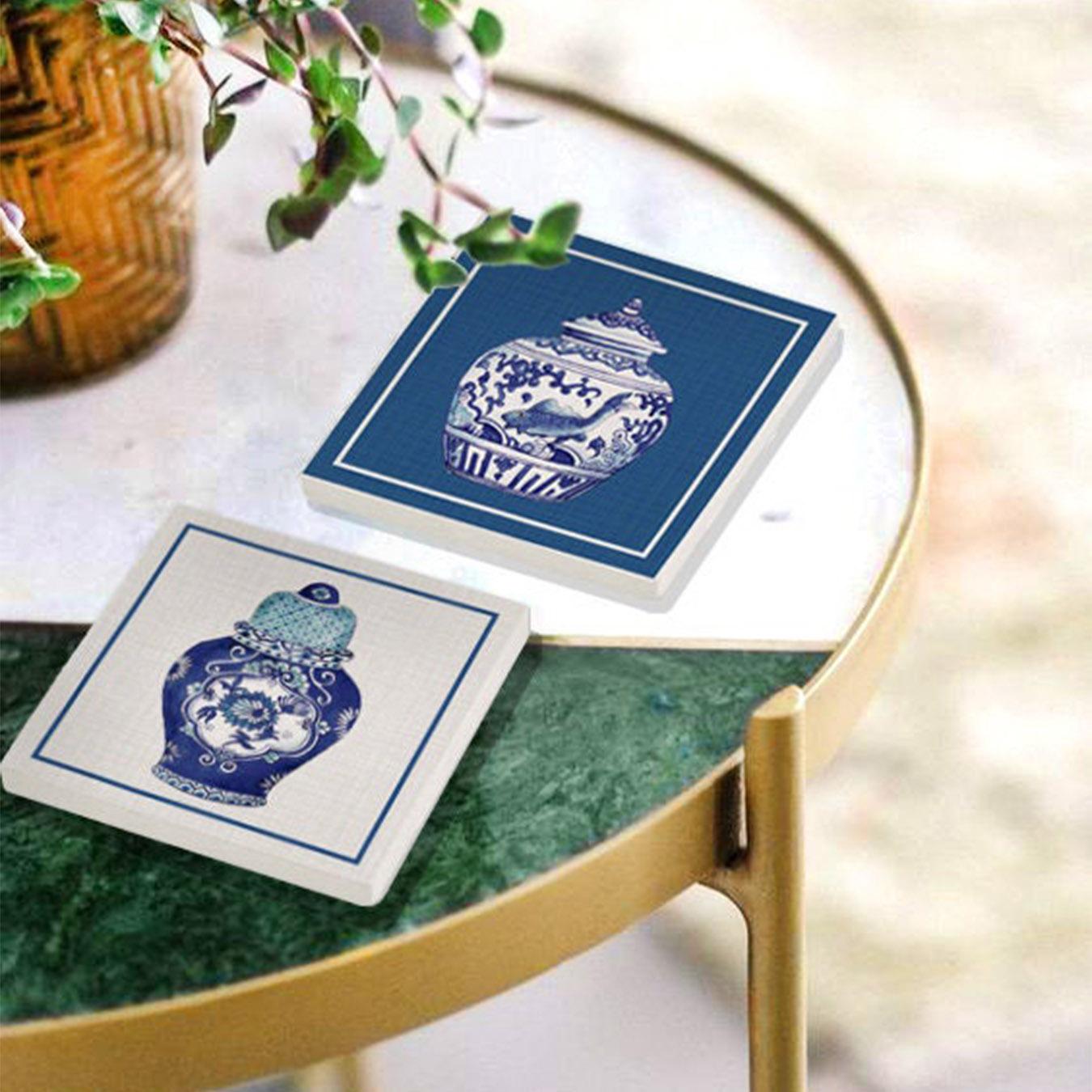 Vase Bleu Coasters - Blue - Set of 2 by Rozi UK