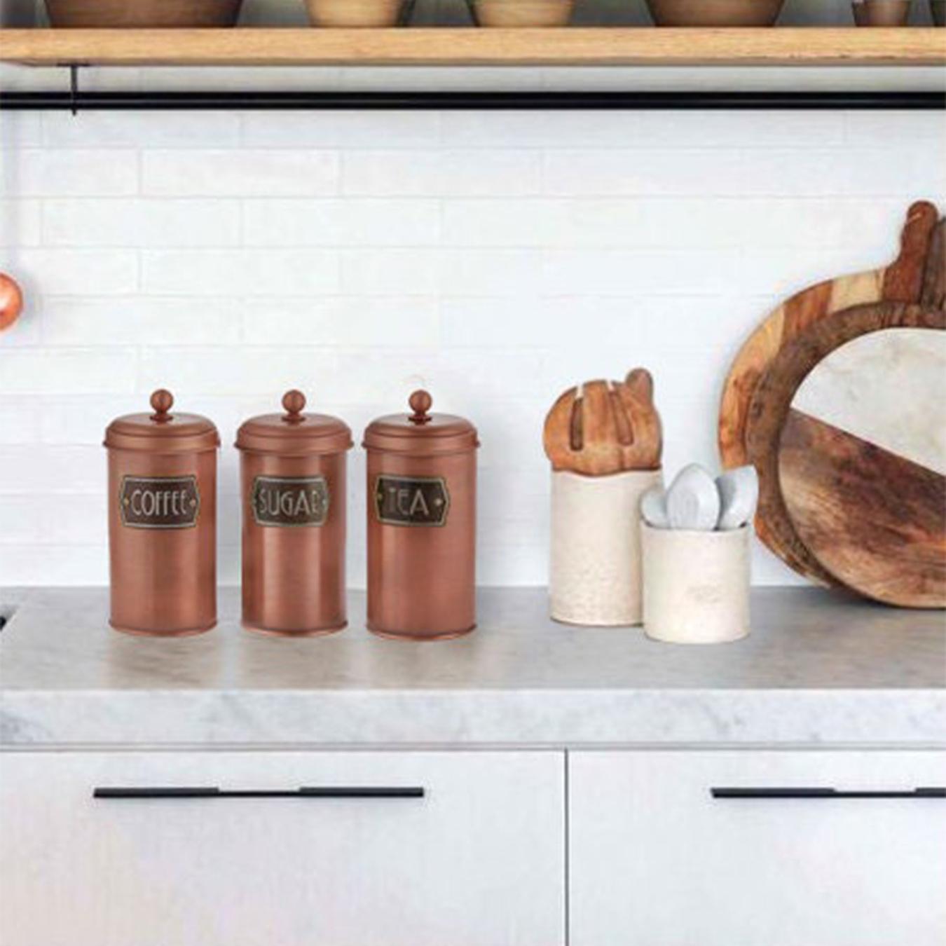 Coffee / Tea / Sugar Canister Set - Copper by Rozi UK