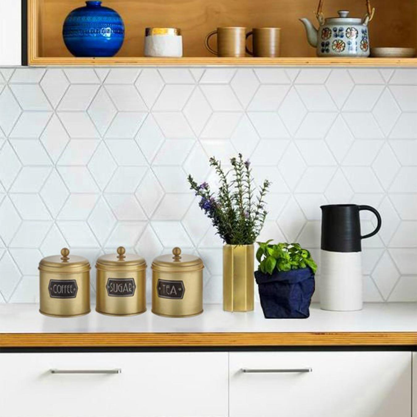 Small Coffee / Tea / Sugar Canister Set - Gold by Rozi UK