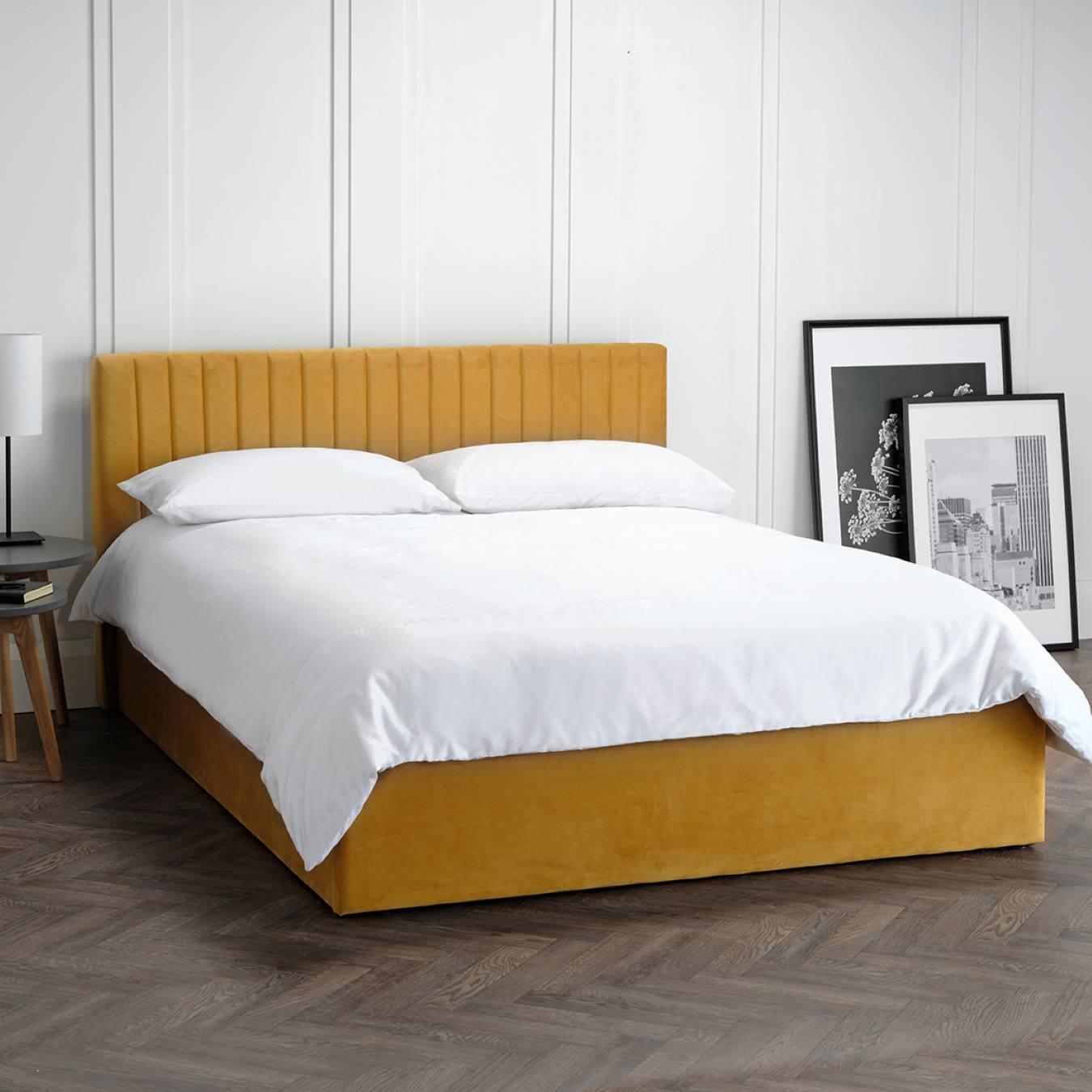 Berlin Velvet Ottoman Bed - Mustard by G.M Furniture