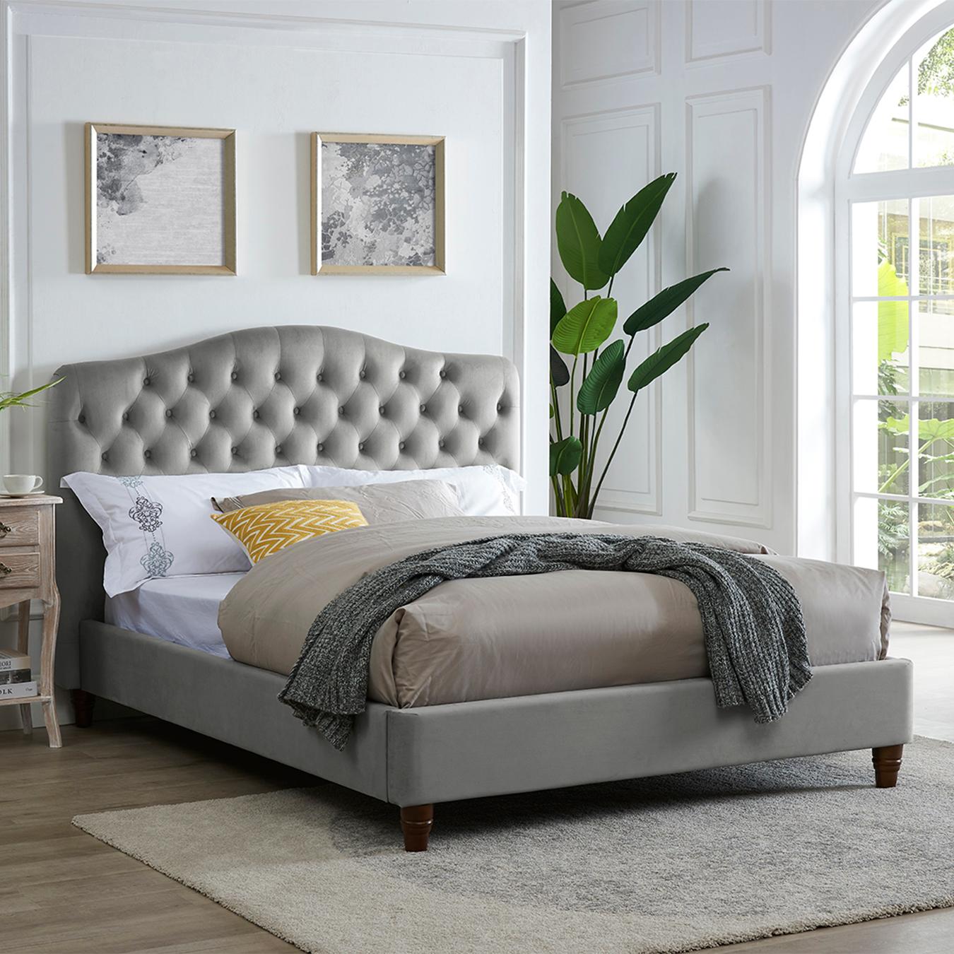 Sorrento Luxury Chenille Upholstered Bed - Cappuccino by G.M Furniture