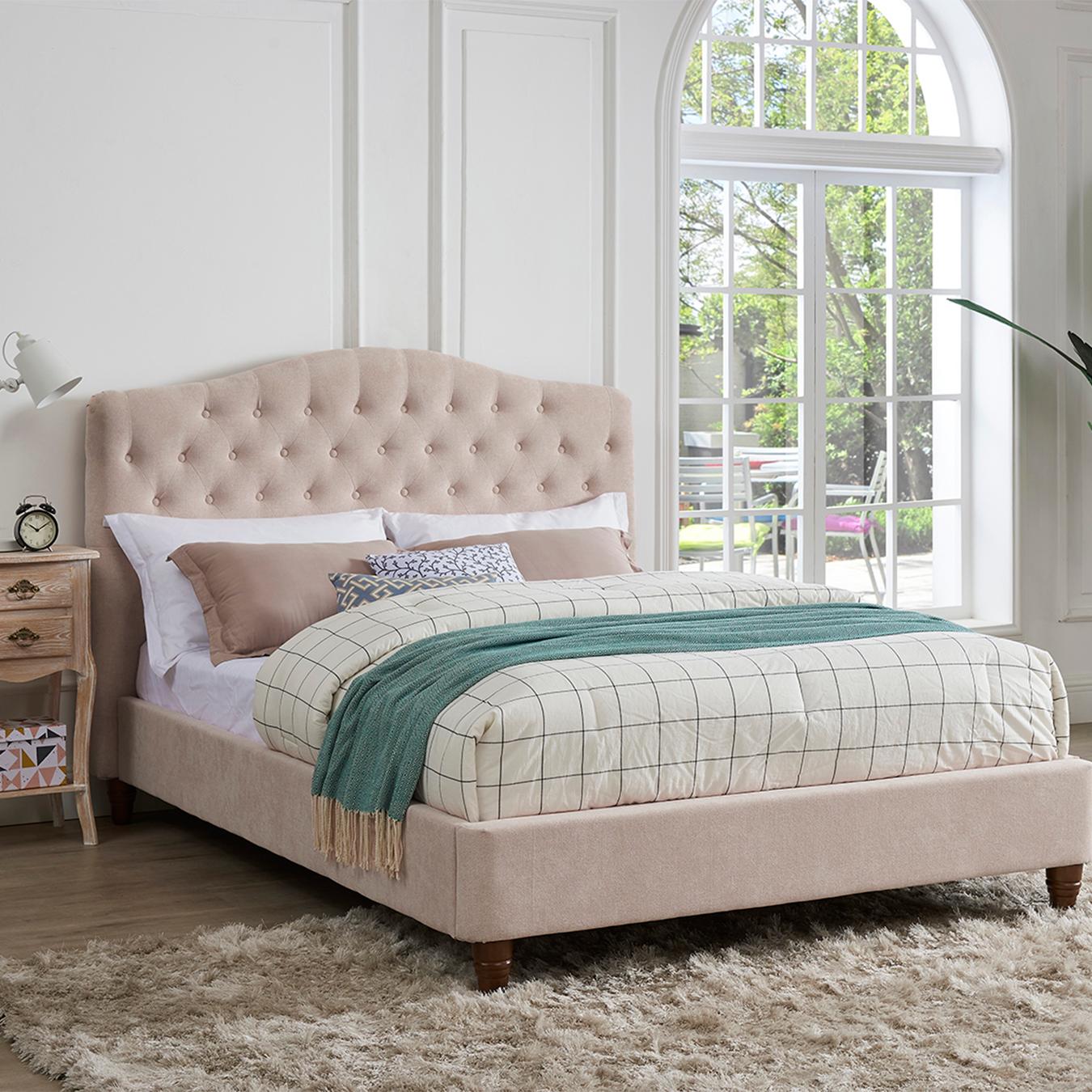 Sorrento Luxury Velvet Upholstered Bed - Pink by G.M Furniture