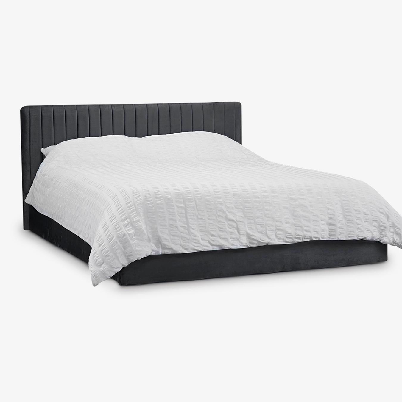 Berlin Velvet Ottoman Bed - Silver by G.M Furniture