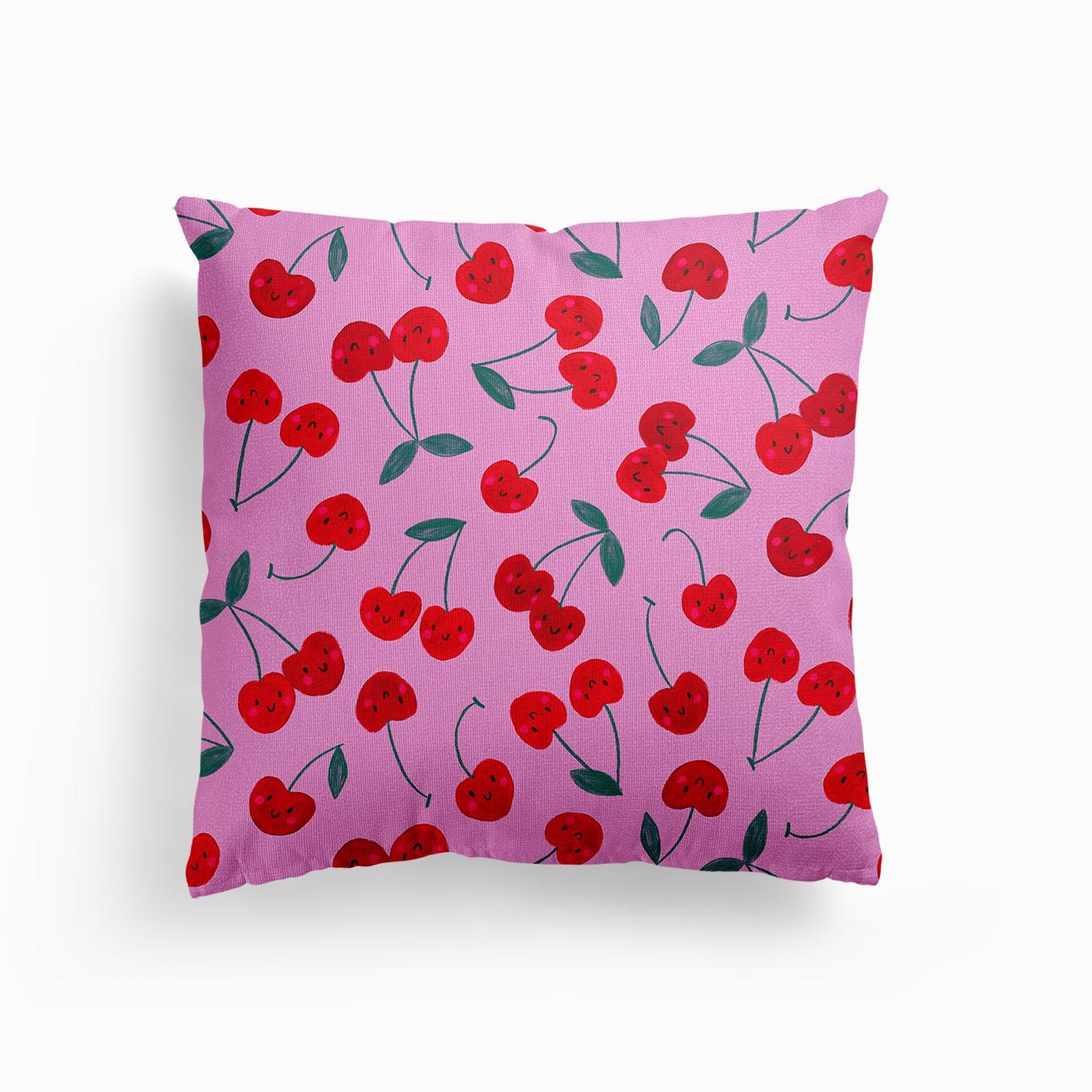 Happy Fruit Cheerful Cherries Canvas Cuscino