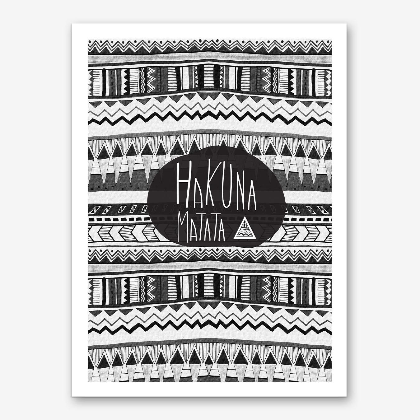 Hakuna Matata Black And White Poster