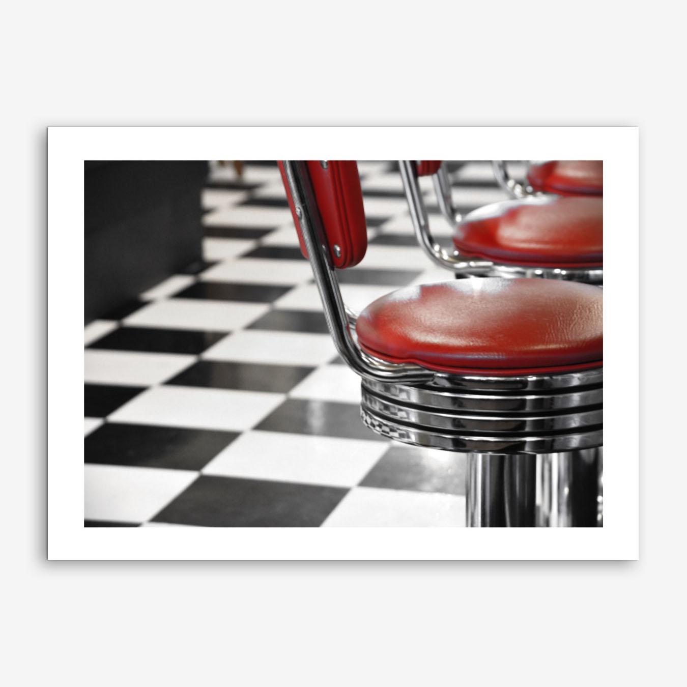Vintage America Red Diner Chairs Art Print by Nestory UK
