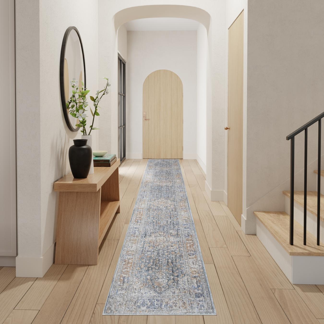 Elegant Heirlooms Runner Rug - Ivory / Blue by Nourison UK