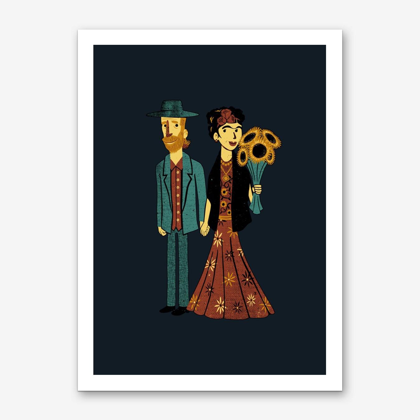 Love is Art Frida Kahlo and Van Gogh Art Print by Tobias Fonseca