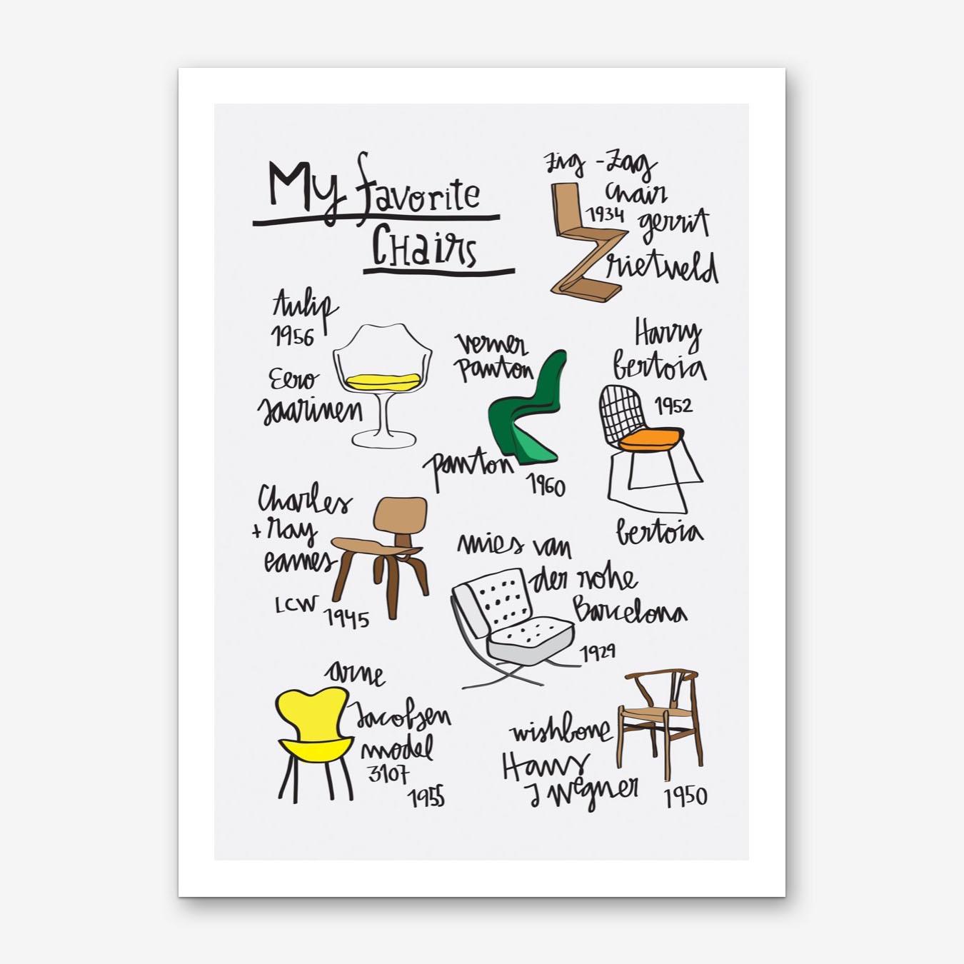 Favorite Chairs Art Print by Sira Lobo