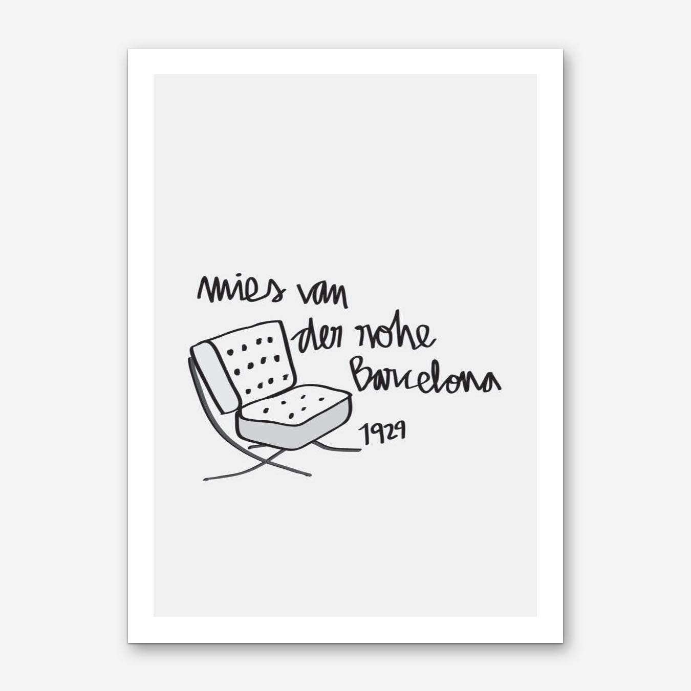 Mies Barcelona Chair Art Print by Sira Lobo