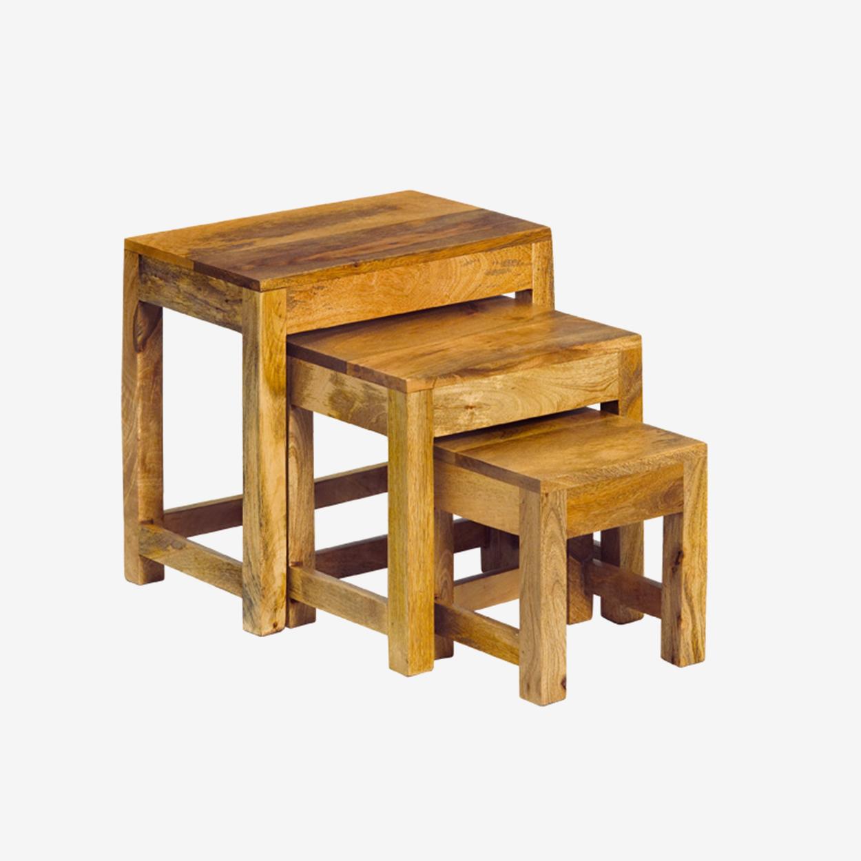 Wooden Madisson 3 Piece Nest of Tables by Indian Hub