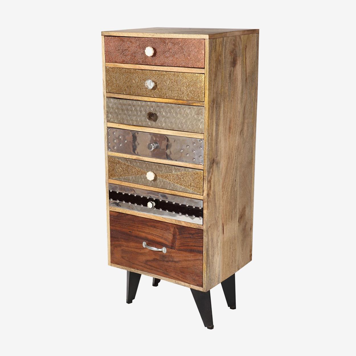 Reclaimed Wood 7 Drawer Tall Chest by Indian Hub