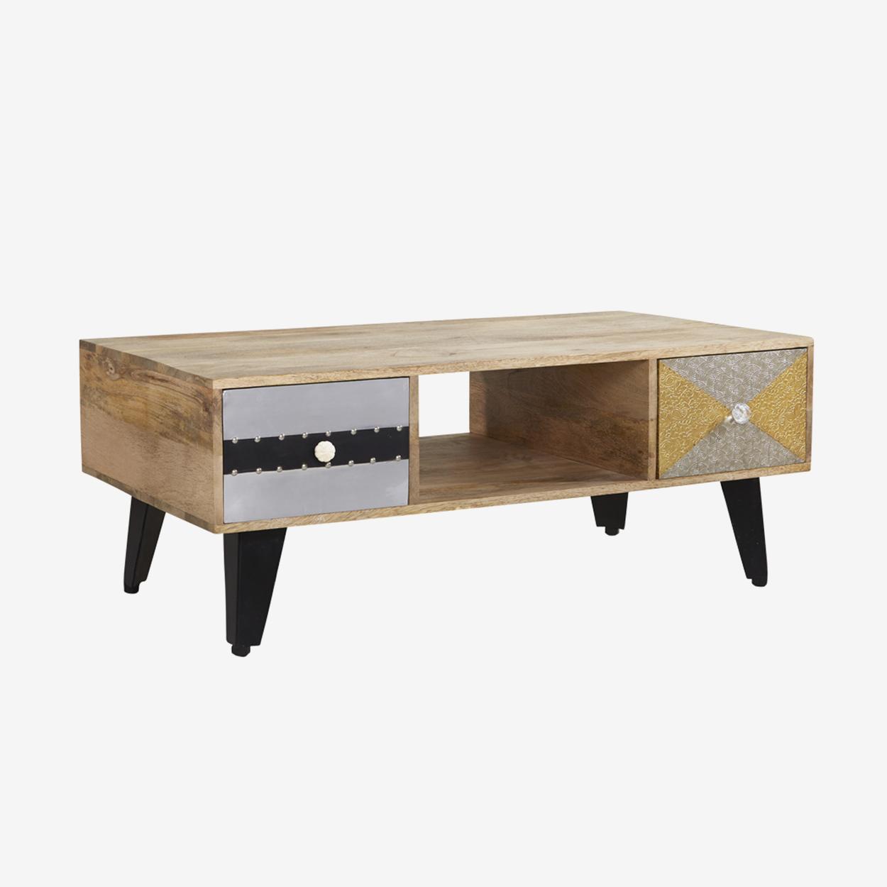 Reclaimed Wood 2 Drawer Coffee Table by Indian Hub