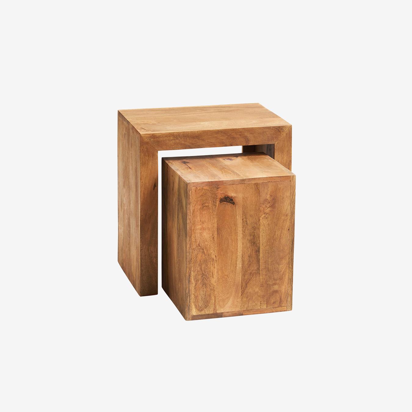 TOKO Light Mango Cubed Nest of 2 Tables by Indian Hub
