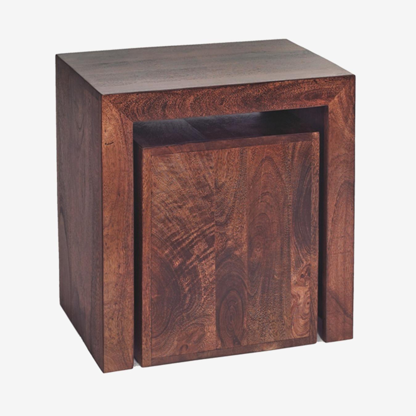 TOKO Dark Mango Cubed Nest of 2 Tables by Indian Hub