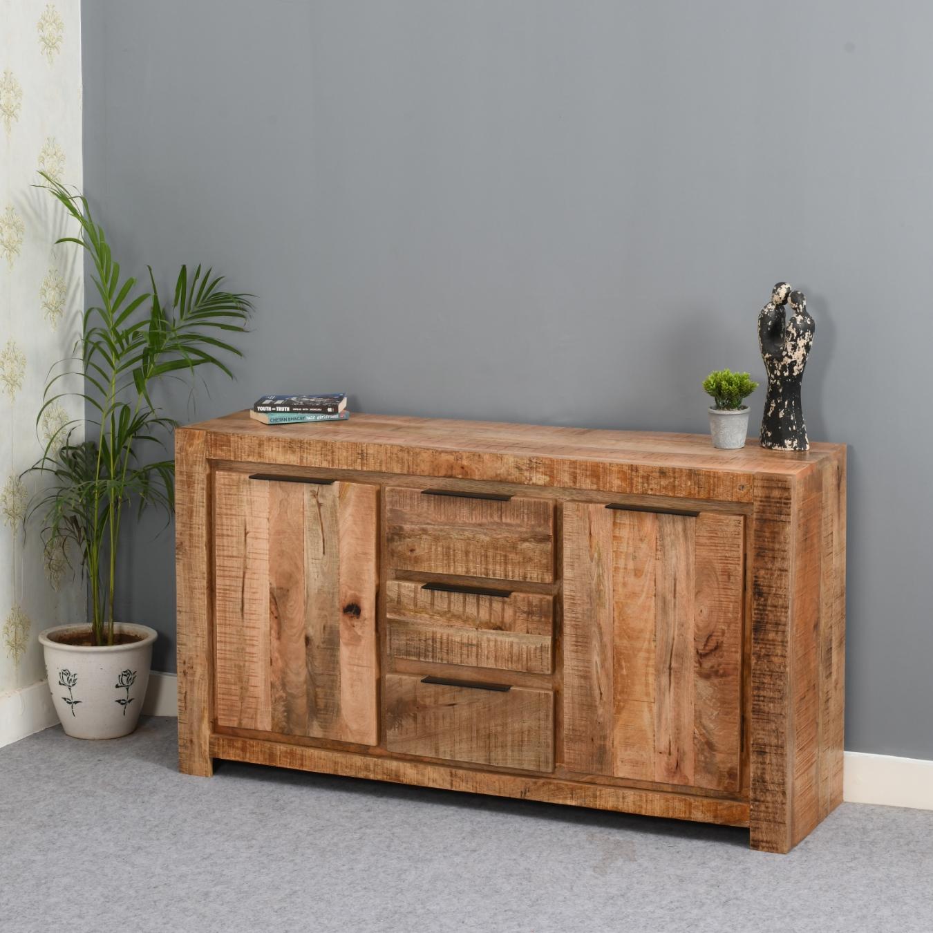 smyril Large Sideboard 2 Door 3 Drawer - Solid Wood by Indian Hub