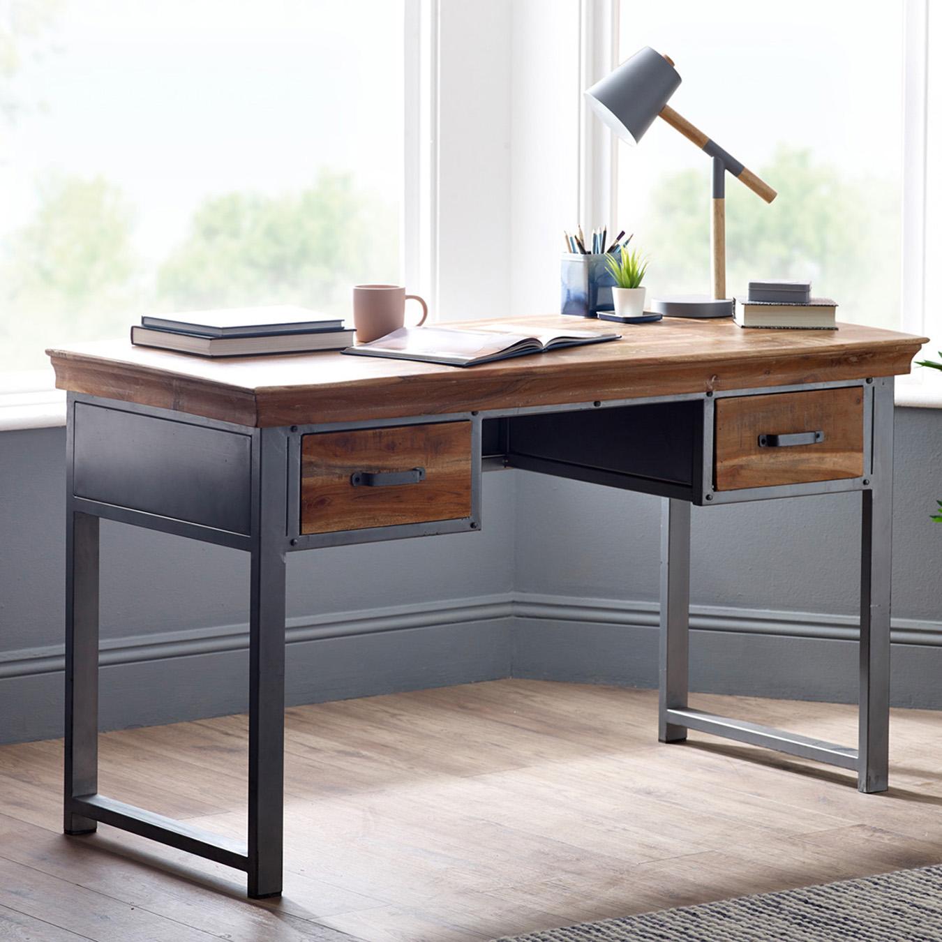 Metropolis Writing Desk with 2 Drawers by Indian Hub