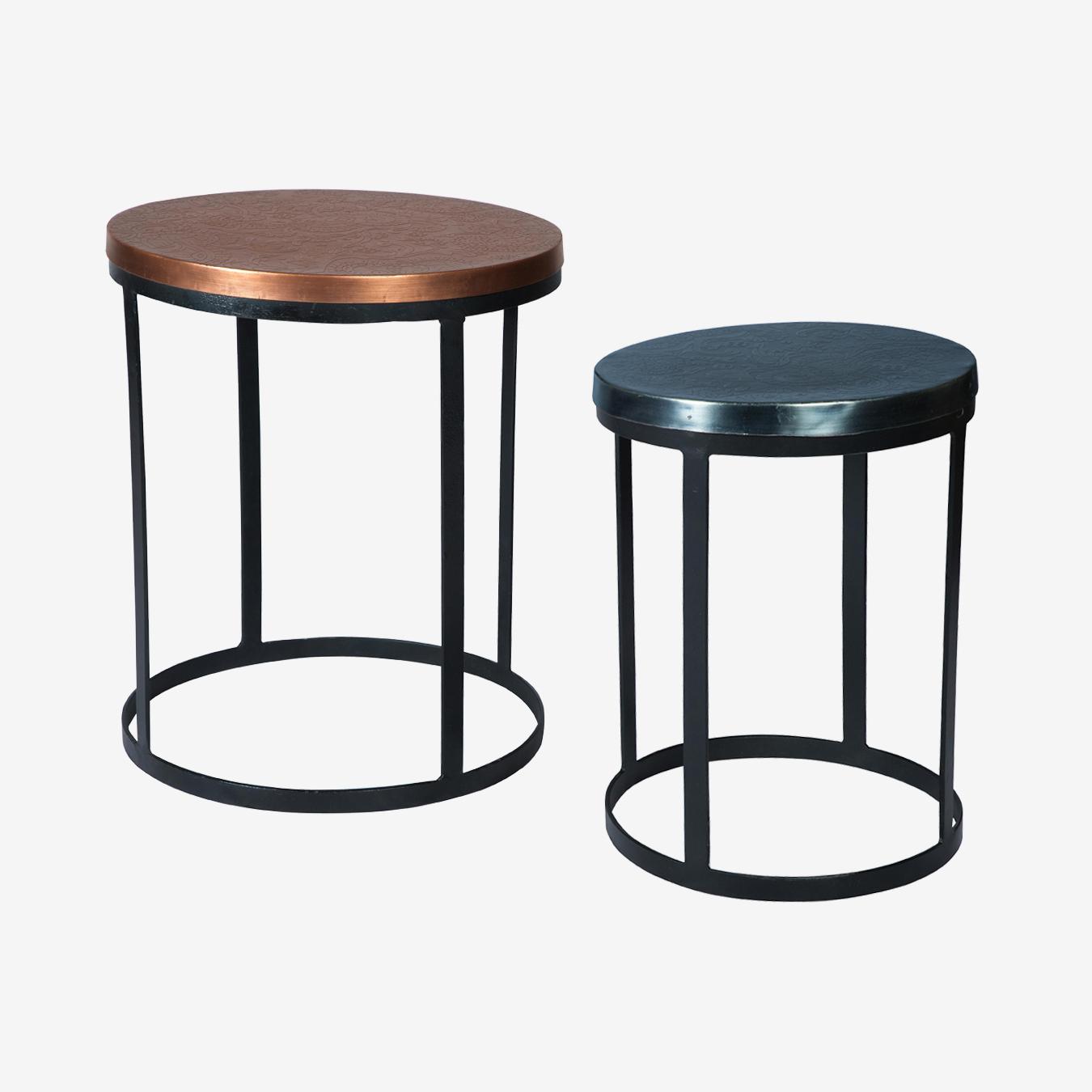 Nest of Tables - Golden / Grey - Set of 2 by Indian Hub